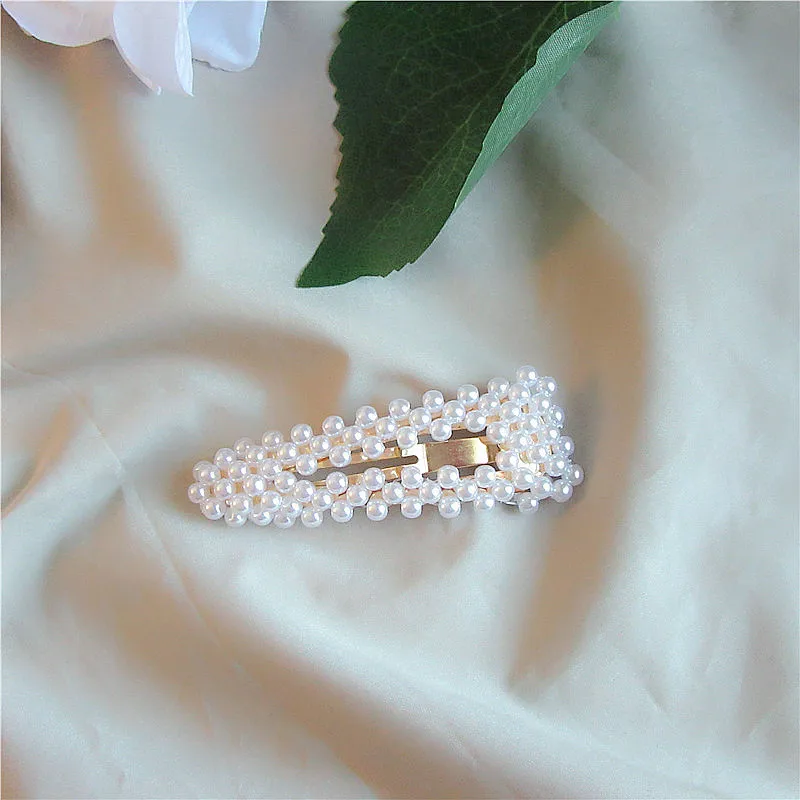 Fashion Imitiation Pearl Hair Clip Barrettes for Women Girls Handmade Pearl Flowers Hairpins Hair Accessories