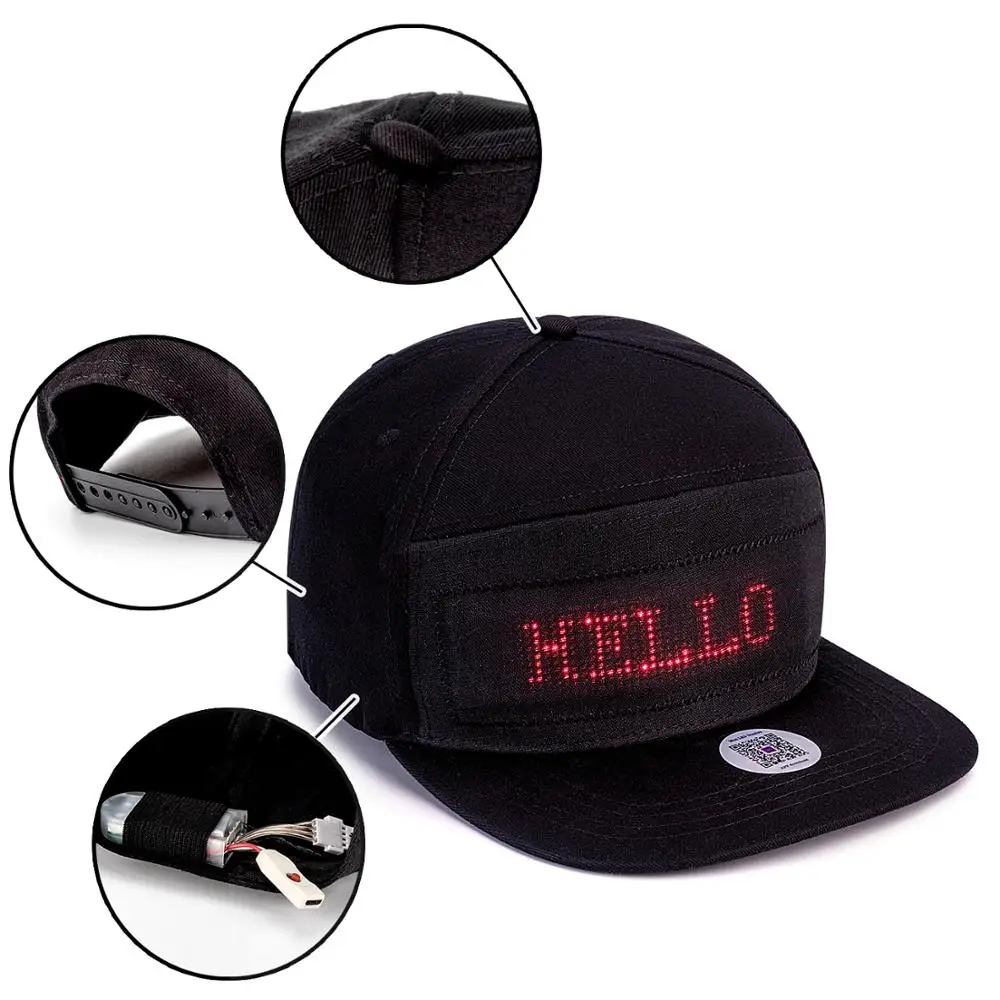 

Black Hip Hop DJ Sports Summer Sunshade Hat Men's and Women's Bars Show Bluetooth led Advertising Display Hat