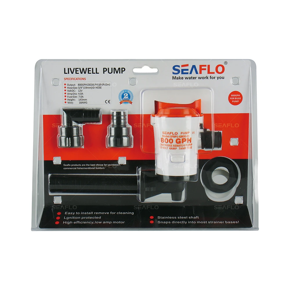 SEAFLO – pompe à air pour bateau Livewell, 800 GPH 12 V, aérateur 4.0A, Submersible, réservoir d'appât, remplacer la règle, Johnson