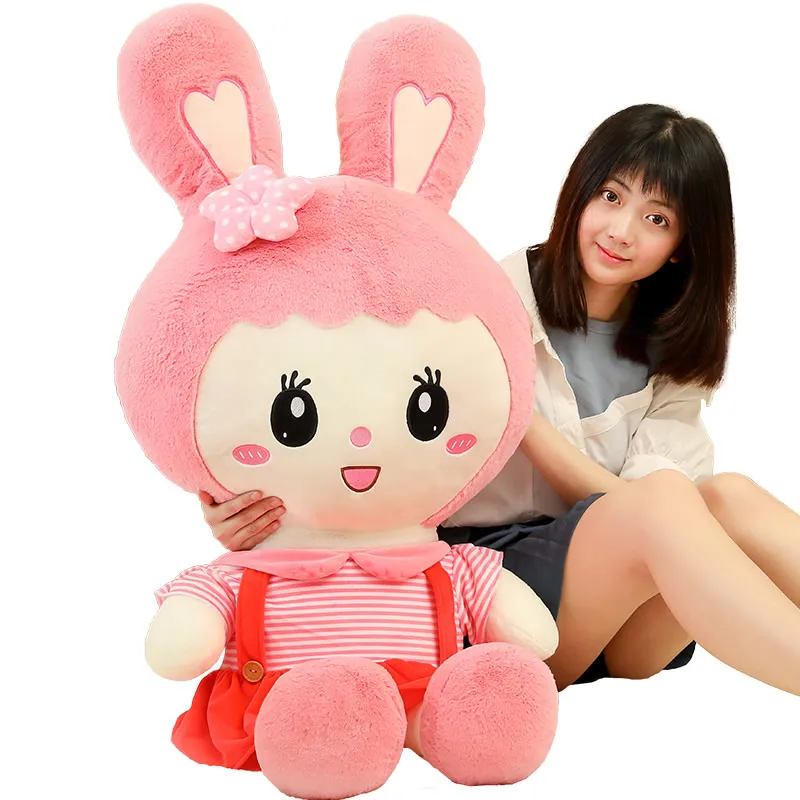 Kawaii Rabbit Plush Toy Big Stuffed Cartoon Dress Bunny Doll Bed Sleeping Pillow for Girl Gift Wedding Decoration 39inch 100cm