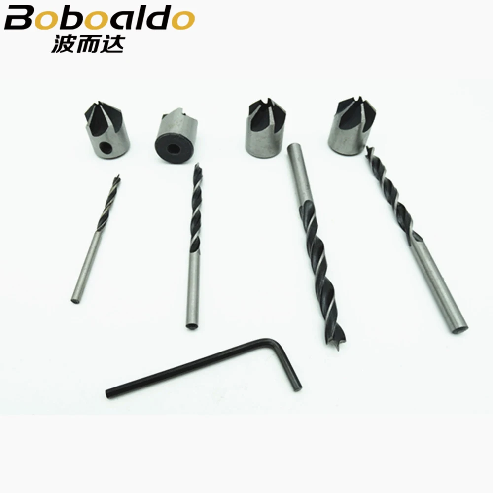 HSS 5 플루트 카운터 싱크 드릴 비트 세트, 목공 리머 목공 모따기 엔드 밀링 목재 도구, 3mm-6mm ZK74, 4 개