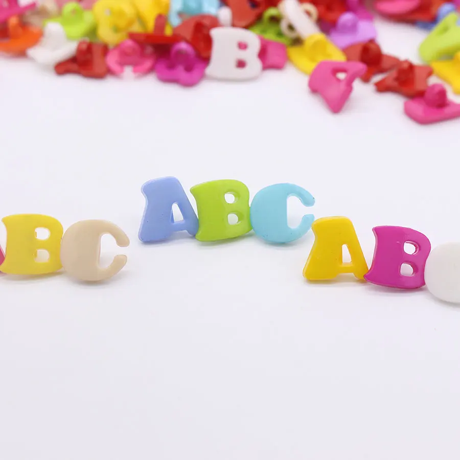 100PCS Multicolor Shape A B C Plastic Buttons For DIY Sewing Scrapbooking Home Accessories Tools