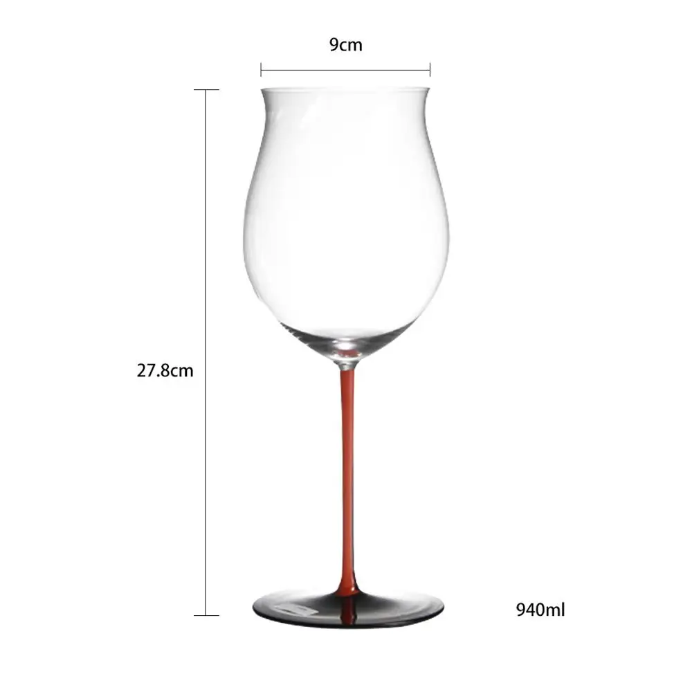 Large-capacity European crystal glass red wine glass black bottom red square goblet big belly wine cup 9000005-9000013