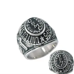 Wholesale UNITED STATES MARINE CORPS USMC Ring Stainless Steel Jewelry Classic USA Military Motor Biker Men Ring SWR0032A