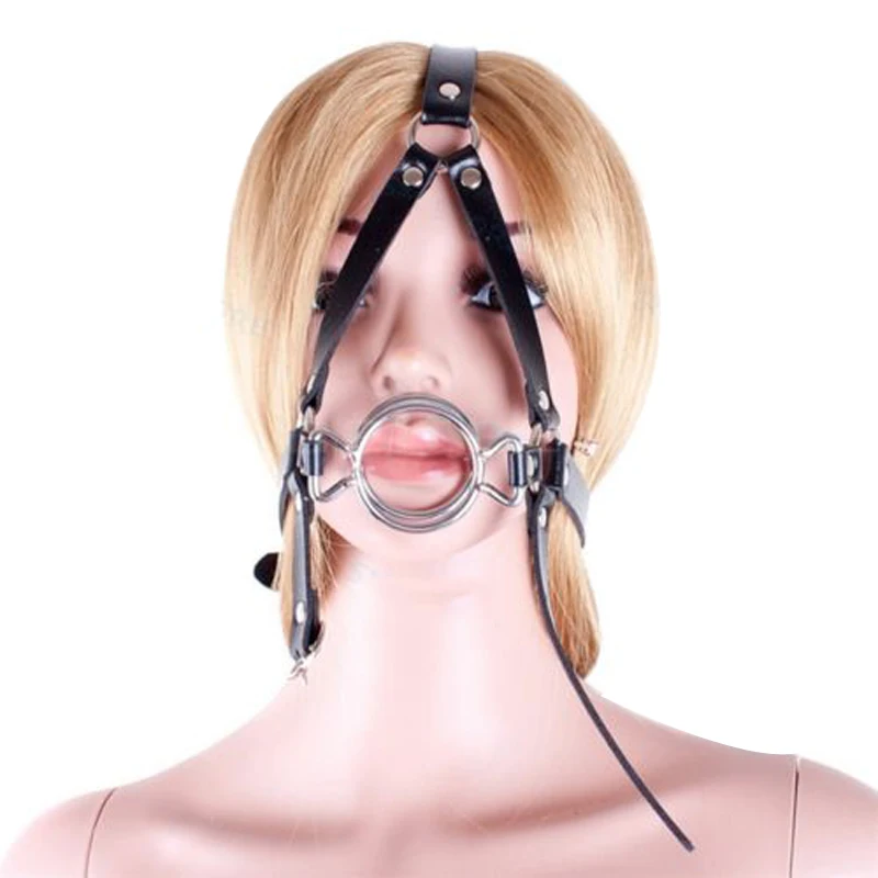 

Oral BDSM Bondage Metal Spider Open Mouth O Ring Gag Head Harness Mask Fetish Leather Restraints Blowjob Sex Toys For Couples