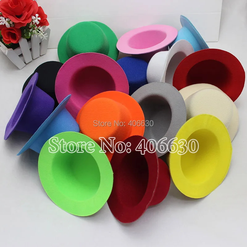 

13cm Diameter 5" Plain Mini Top Hat DIY Small Top Felt Hat With Clips 50pcs/lot Free Shipping MFF1300F