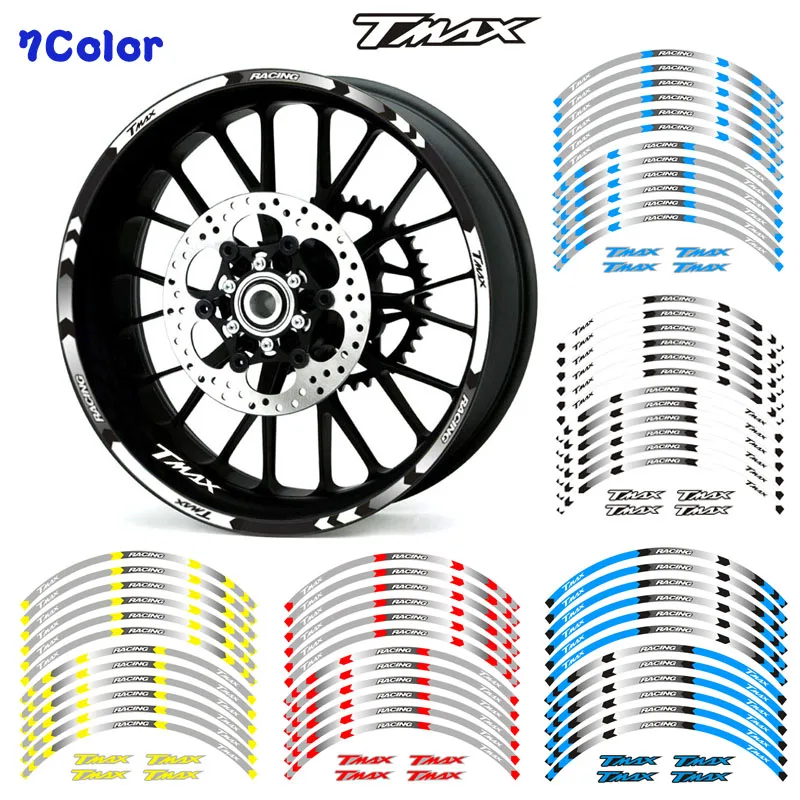 

motorcycle wheel Sticker7 color General purpose decals Reflective stickers rim stripes FIT YAMAHA TMAX ALL TMAX