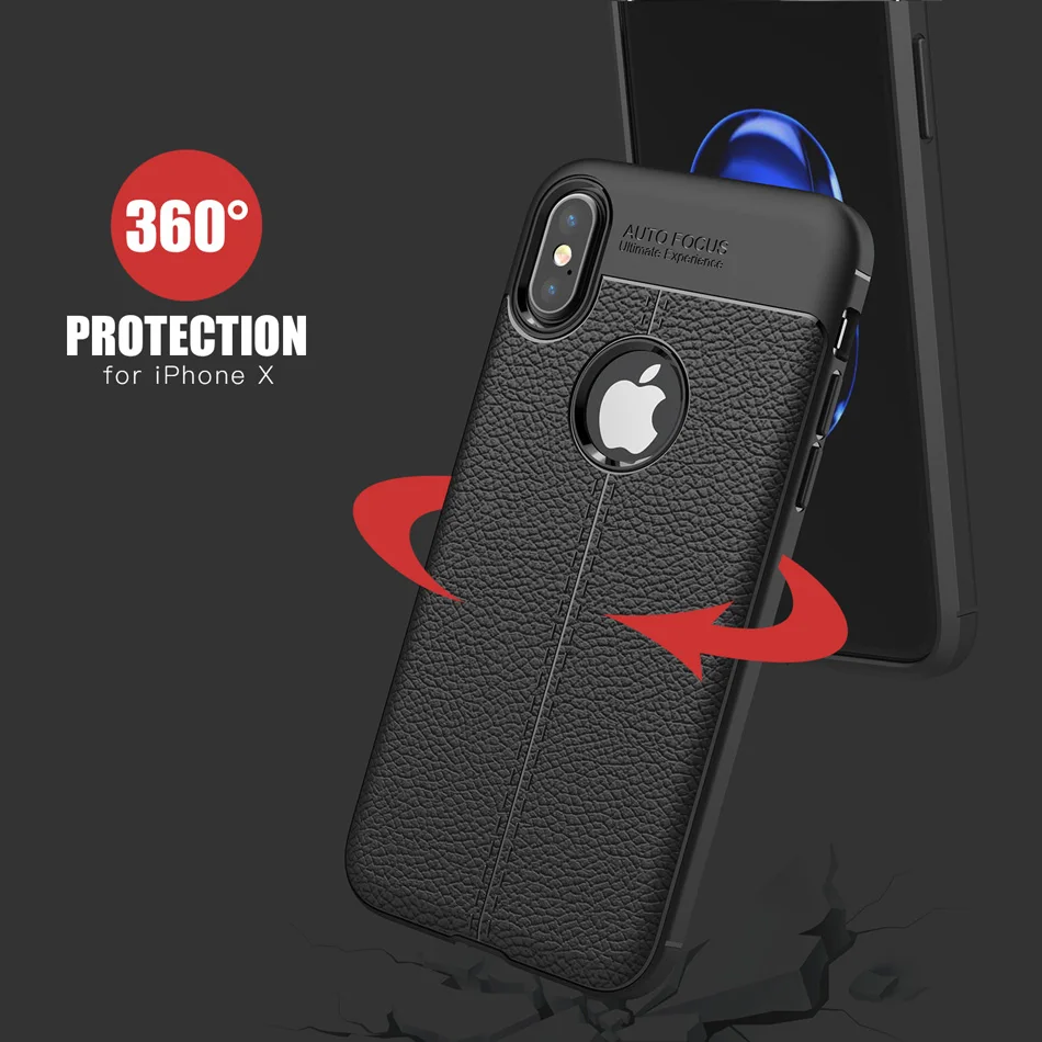 KOLPLER soft Cases for iphone X XS case cover TPU silicone back cover for iphone se X 10 case luxury Litchi Leather phone Bag