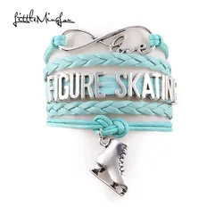 Little MingLou Infinity Love Figure Skating Bracelet Skating Shoes Charm Leather Wrap Men Bracelets & Bangles For Women Jewelry