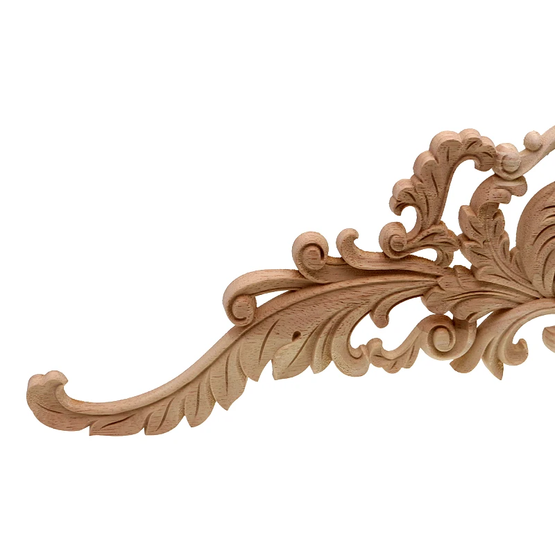 RUNBAZEF Woodcarving Furniture Vintage Home Decor Decoration Accessories Solid Wood Applique Carved Long Flower Piece Miniature