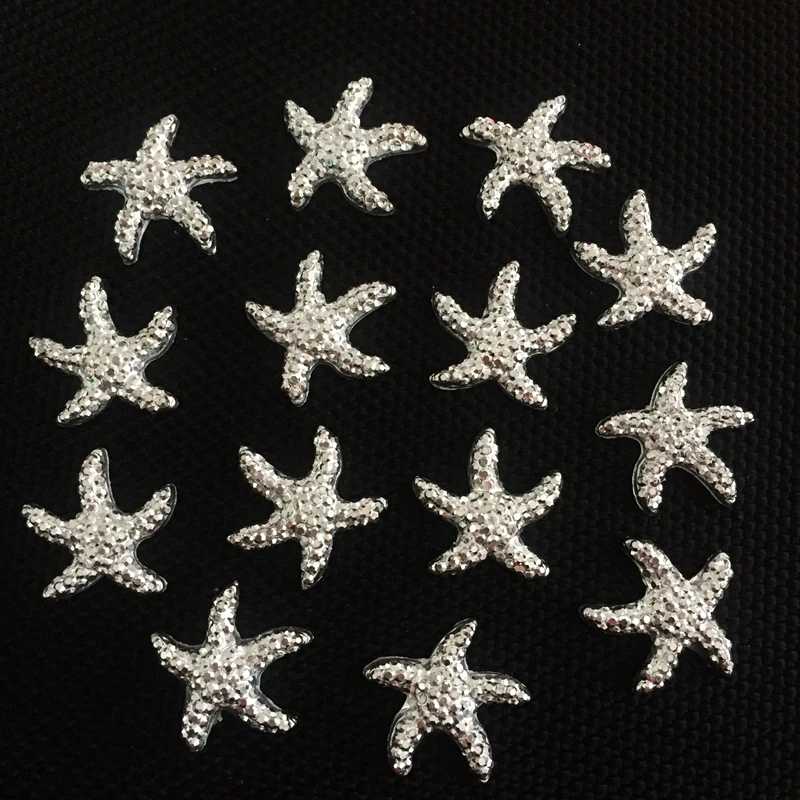 Diy40pcs16mm argento stella di mare, di cristallo della resina artigianato pulsante spiaggia decorazione del partito. A351