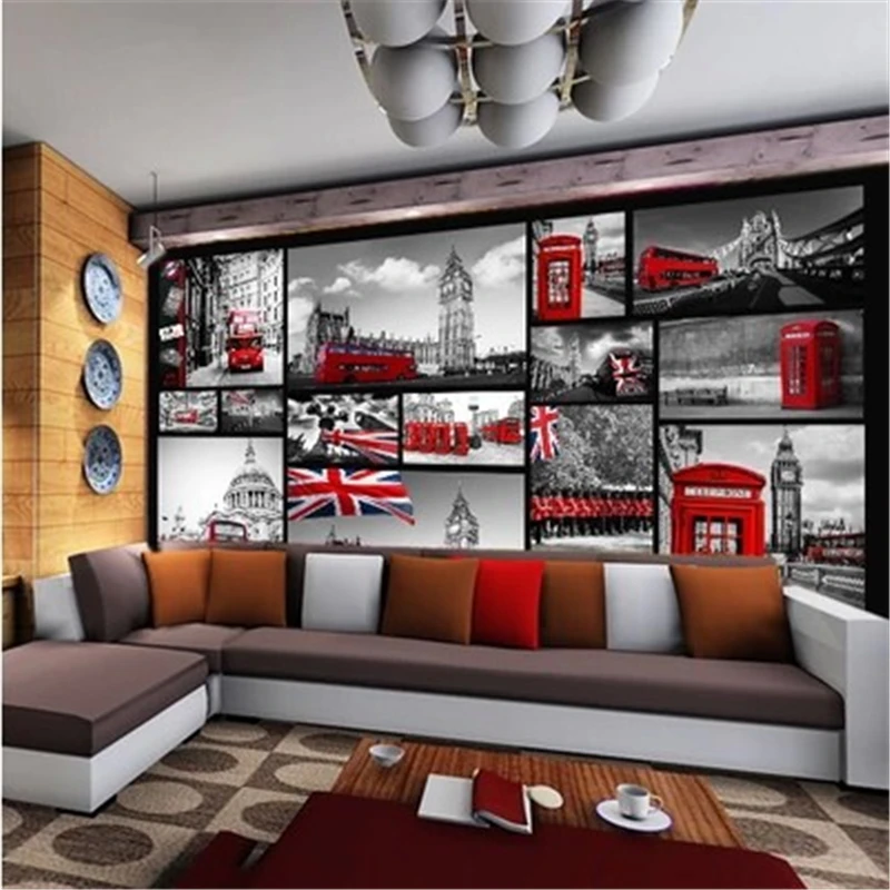 beibehang sala Custom 3D mural wallpaper retro gray red bar KTV Leisure personalized wallpaper,3d wallpaper,wall paper