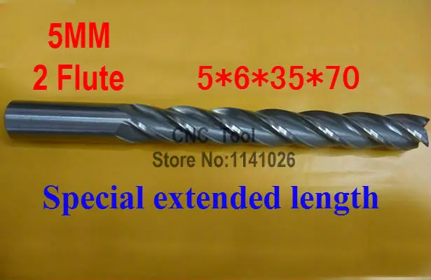 

5pcs 5mm Two 2 Flute HSS & Special extended length Aluminium End Mill Cutter CNC Bit Milling Machinery Cutting tools 5*6*35*70