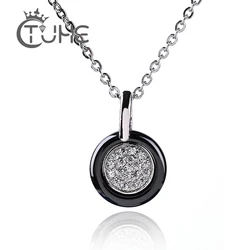 2020 Rhinestone Circle Necklaces & Pendants For Women 1.2cm Width Ceramic Necklace Jewelry Wedding Party Birthday Gift Wholesale