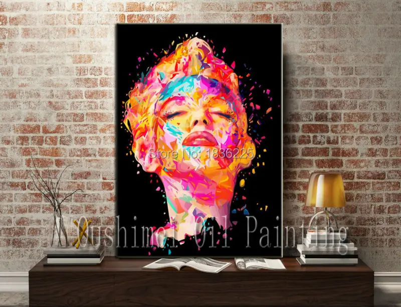 

hand painted canvas oil paintings beautiful Marilyn Monroe face portrait painting halloween mask wall pictures for living room