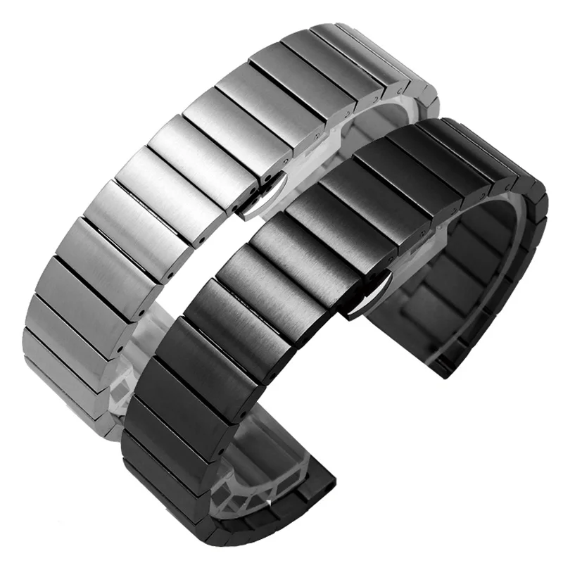 Solid Stainless Steel Watch Band Brushed Metal Strap16mm 18mm 20mm 22mm Available In Silver Black Quick Release Watch Bracelet