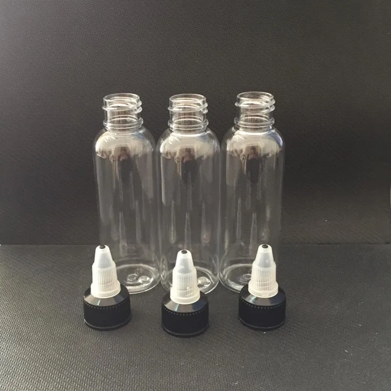 NEW E liquid 60ml PET Plastic Dropper Bottles Empty Tattoo ink bottle Pen Shape Refillable Bottle with Twist Off Caps