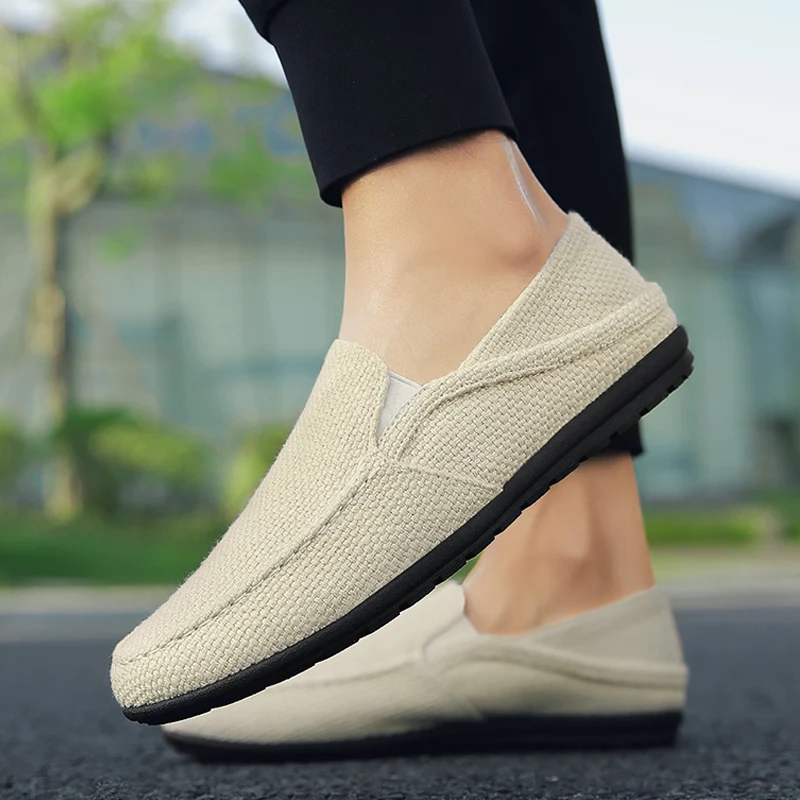 2024 Canvas shoes summer breathable beans shoes, men's casual linen cloth shoes, outdoor comfortable lightweight shoes