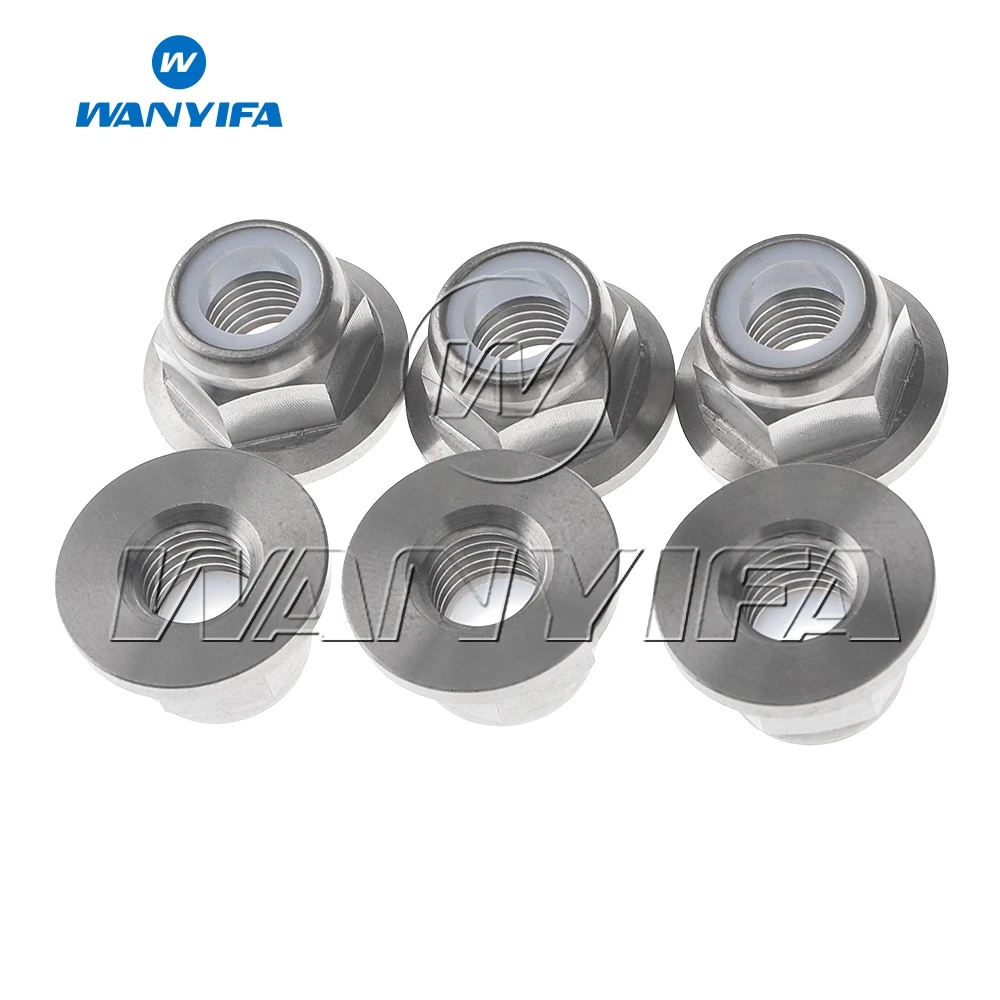 Wanyifa 6PCS Bike Cycling Titanium Ti M10 Pitch 1.25/1.5mm Sprocket Flange Lock Nut