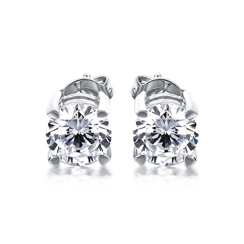 Fine Jewelry 14k Earrings Stud Earrings With Round 6.0mm EF Color Moissanites Stones