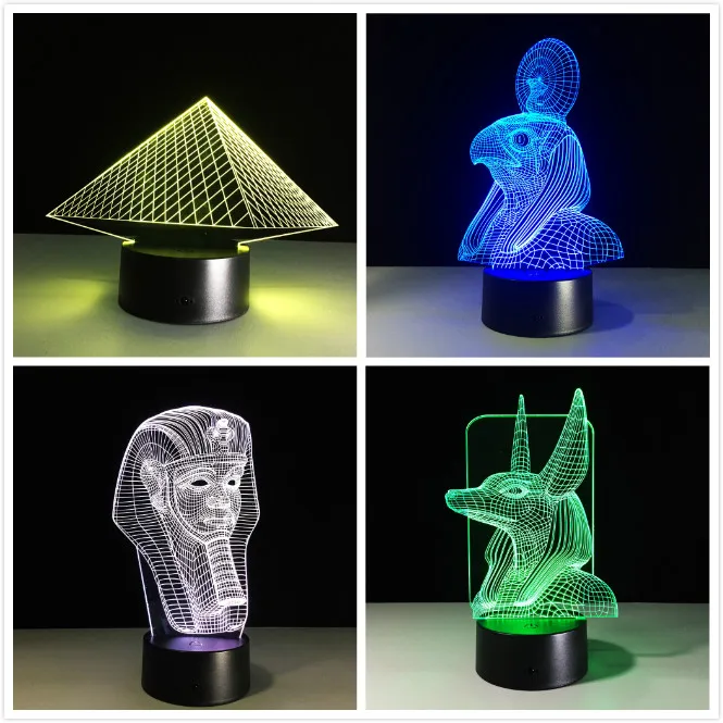 Starożytny egipt Anubis lampa 3D LED lampka nocna Illusion 7 kolorów zmieniona zabawka świąteczna prezent lampka USB przyjaciele prezent Home Decor