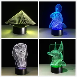 Lampe LED 3D Anubis de l'ancienne egypte, Illusion de 7 couleurs, cadeau de noël, USB, cadeau pour amis, décoration de maison, livraison directe