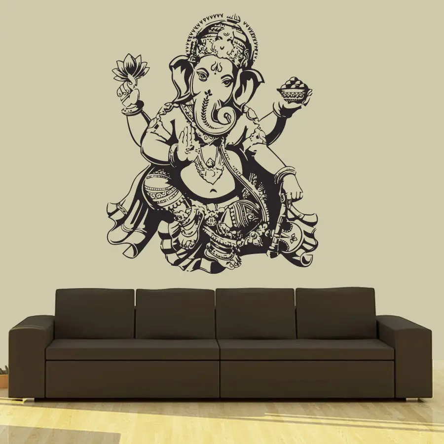 Buddha Dance Indian Hinduism Wall Sticker Home Decor Wall Decal Elephant Ganesh Buddhism India Namaste  Lotus Om Yoga God D570