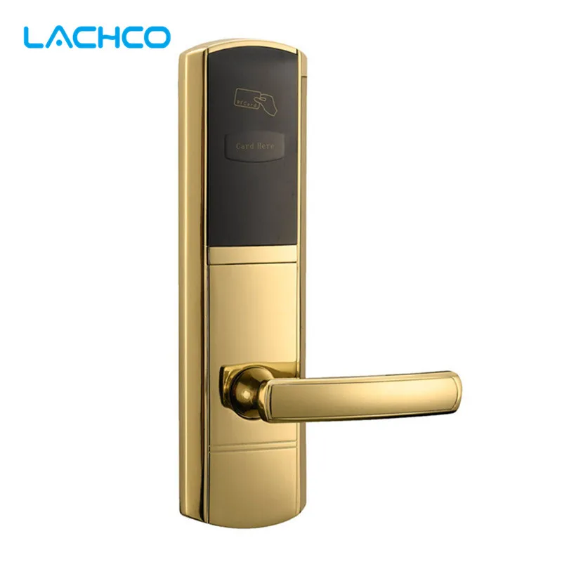 LACHCO  Digital Card Lock Electronic Door Lock for Home Hotel US Mortise Zinc Alloy Matte Gold L16048SG