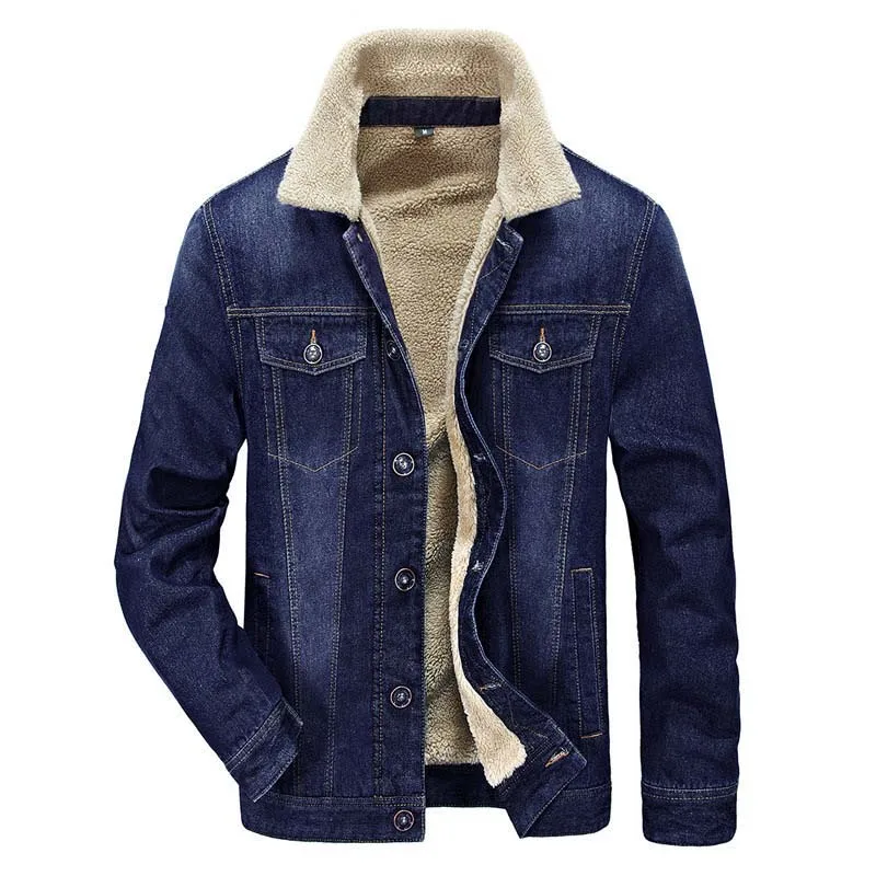 Nieuwe Merk Kleding mannen Winter Jas Dikke Cowboy Fleece Denim Jeans Jassen Mannelijke Katoen Warme Parka Jassen