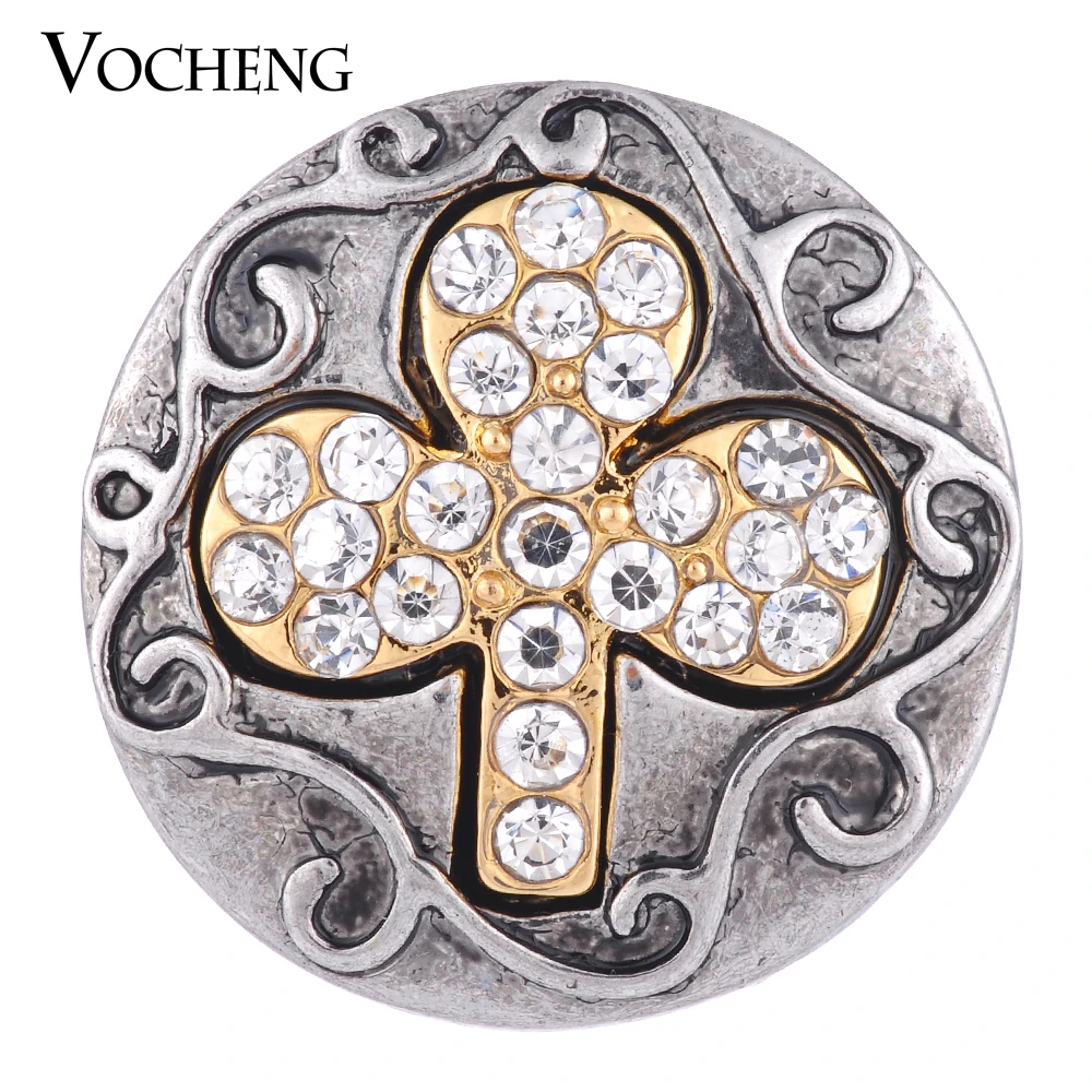 Vocheng Snap Charms 18mm Lucky Inlaid Green Clear Crystal 2 Colors Interchangeable Jewelry Vn-1094