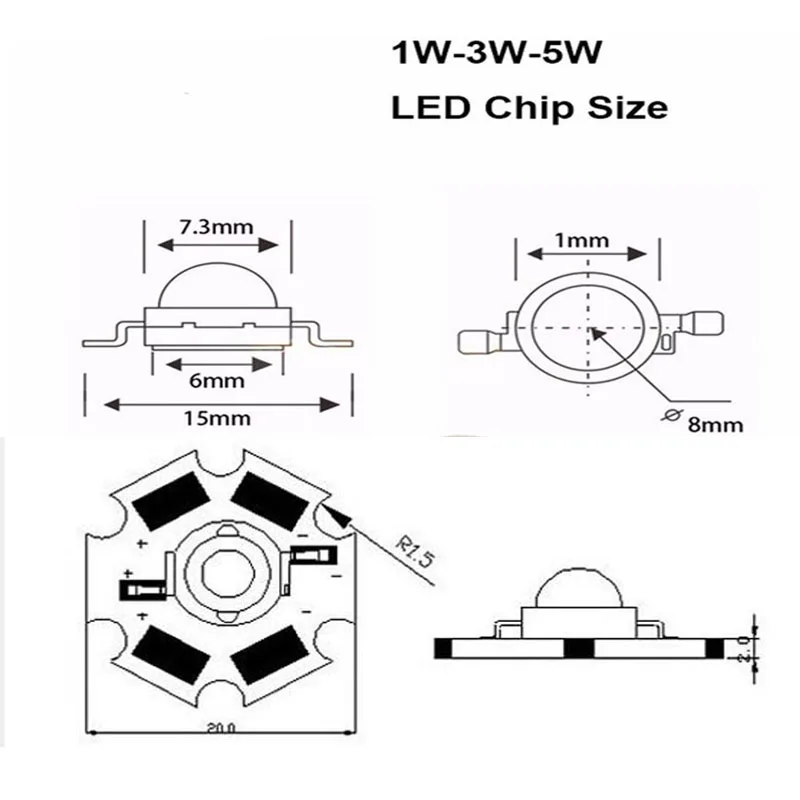 3W 전체 스펙트럼 led 칩 20mm 스타 자료, led 조명, 넓은 스펙트럼 380nm-840nm led 다이오드 실내 식물 10pcs