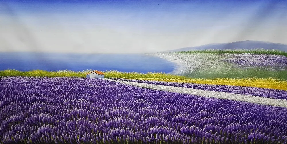 

HandPainted Flower Oil Painting on Canvas Flower Lavender Field Scenery Canvas Painting Wall Art Picture Painitng for Home Decor