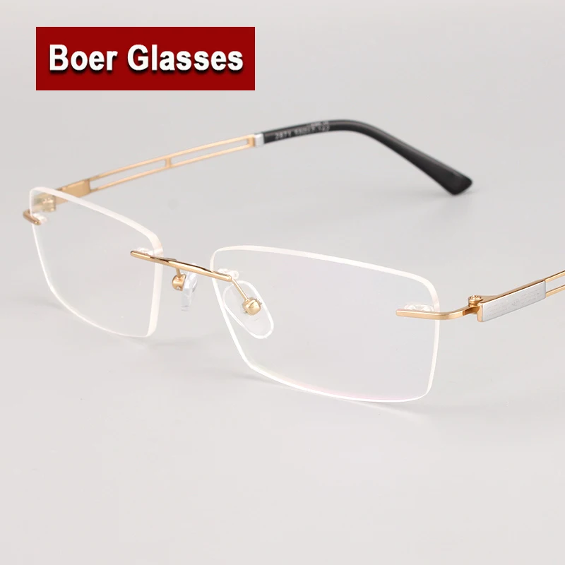 

New Fashion Pure Titanium Eye Glasses Myopia Spectacle Optical Prescription Eyewear Male Eyeglasses Men Rimless Frames 2871