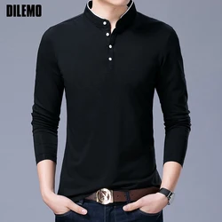 Hot Sell 2023 New Fashion Brand Clothing Polo Shirt Mens Long Sleeve Slim Fit Boys Mandarin Colla Polos Casual Men's Clothing