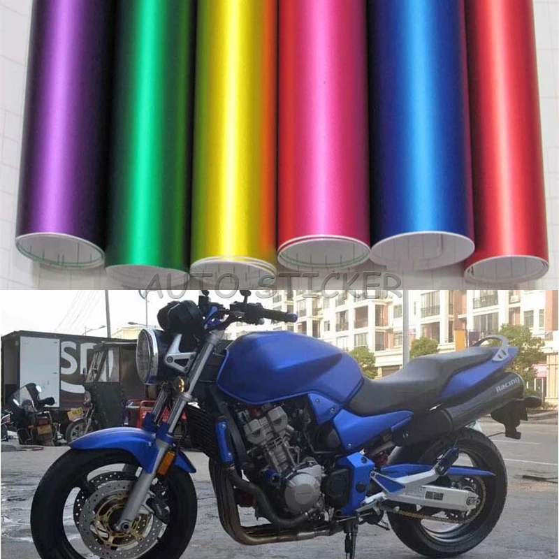 1.52*5/10/20m Car-styling ICE Satin Chrome Car Wrap Vinyl Film Air Bubble Free covering styling vinyle blue & green & red & gold