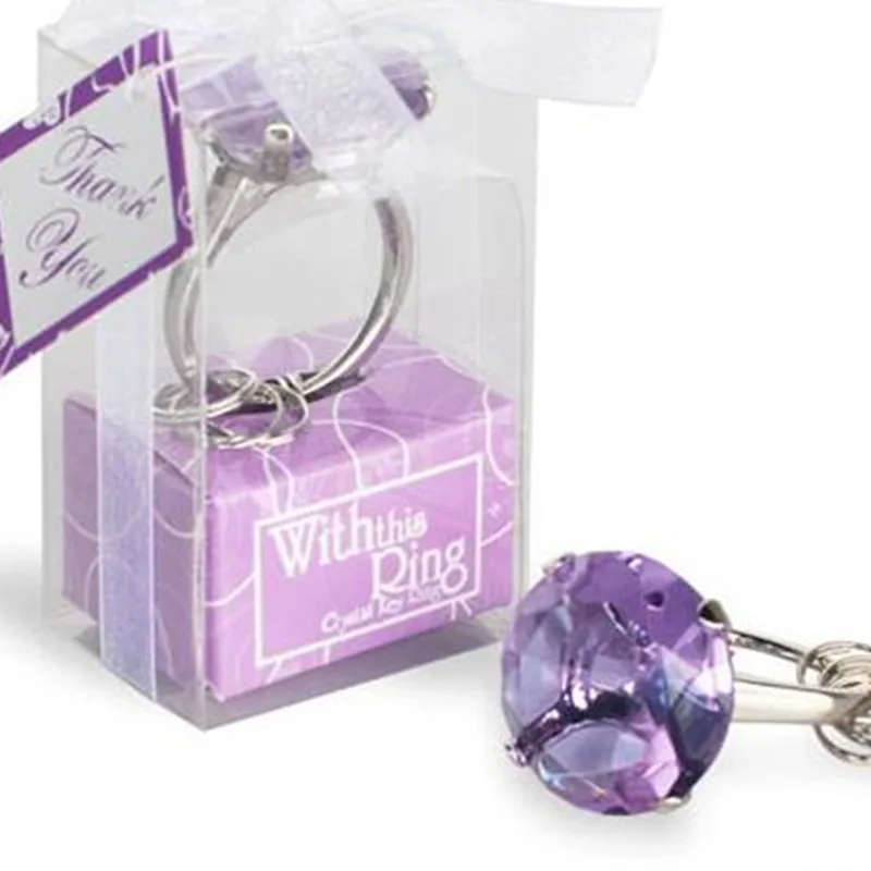 Diamond Ring Shape Keychain, Wedding Gifts, Key Accessories, Choose 5 Color, 50Pcs