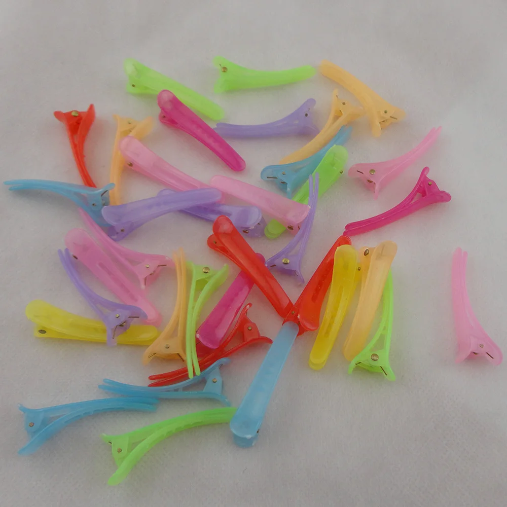 100PCS 4.5cm 3cm Clear Plain Plastic Alligator Hair Clips Hairpins for Kids Hair Accessories Candy Jelly Color HairBarrettes