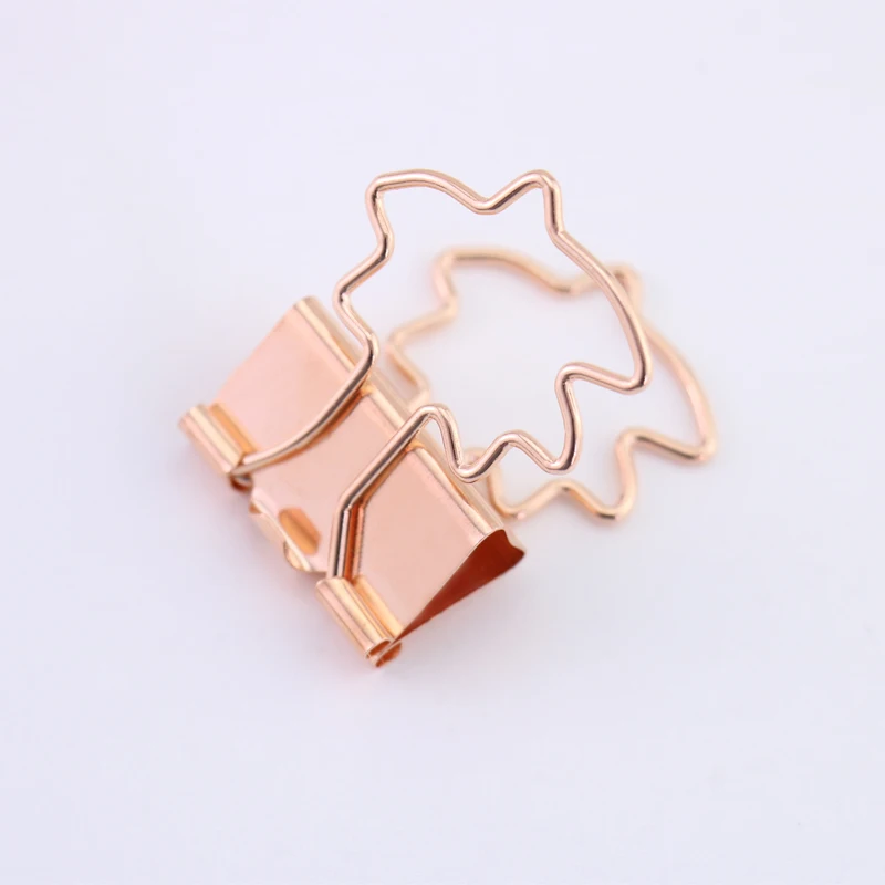 TUTU 12pcs/lot Solid Color Rose Gold Metal Binder Clips Notes Letter heart shape Paper Clip Office Supplies H0026