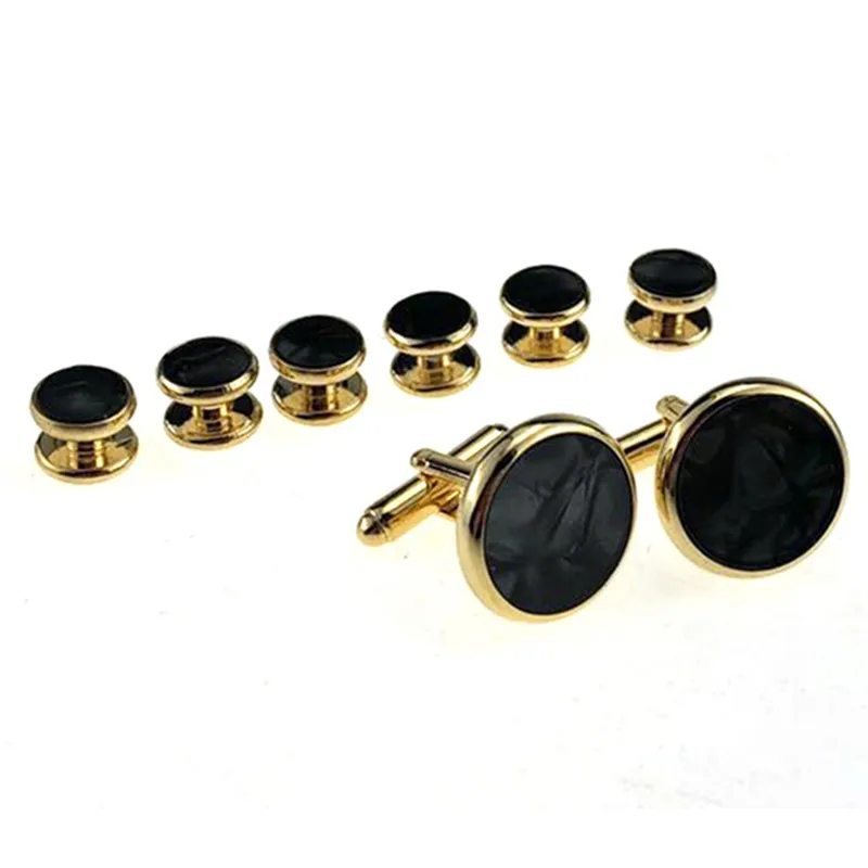 Pinksee 8pcs/set Luxury Fashion Round Plated Cufflinks Arm Buttons for Men Business Shirts Cufflinks Wedding Jewelry Запонки