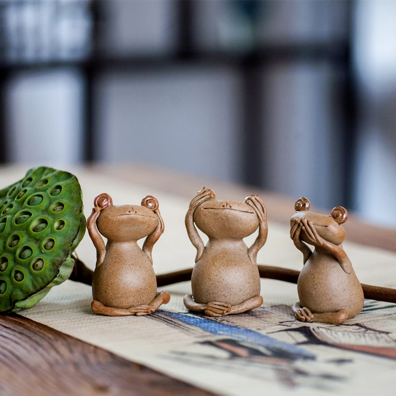 Hand Pinch Frog Tea Pet Figurines, Ceramic Frogs, Arts and Crafts, Fairy Garden Miniatures, Home Decoration Accessories, Modern