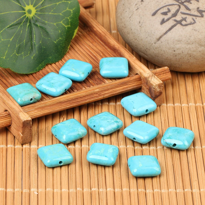 Brazil Agates Natural Stone Square Shape Stabilized Turquoises Loose Bead Charm DIY Jewelry Accessories for Bracelet Necklace