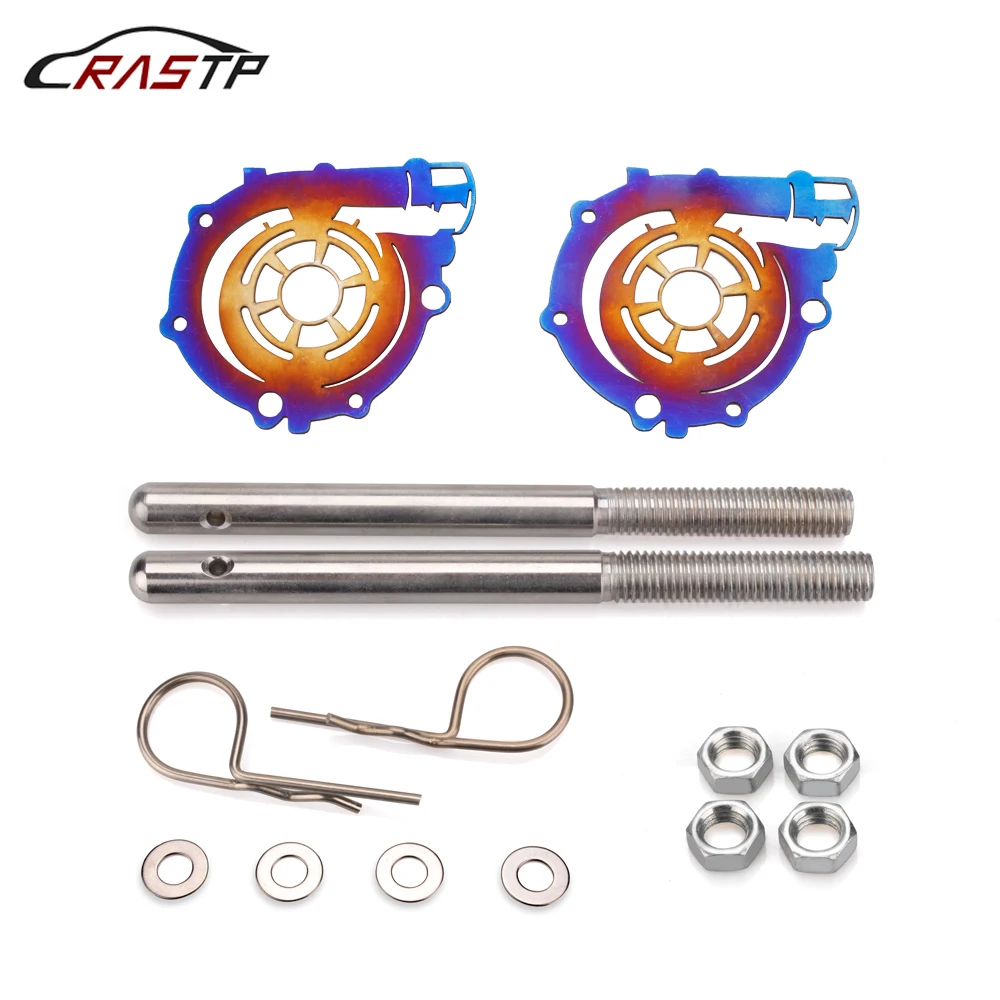 RASTP-Universal Aluminum Racing Engine Bonnet Hood Latch Pin Lock Kit Turbo Style for Car Decoration RS-ENL004