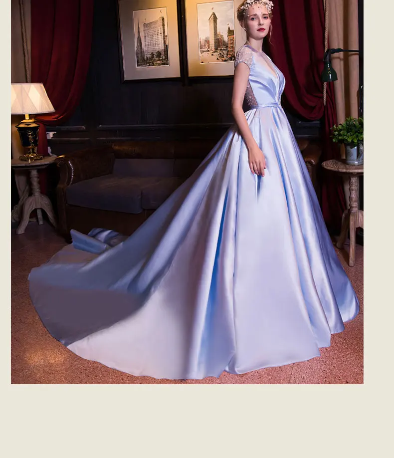 luxury light blue court ball gown low V neck beading medieval Renaissance Gown queen Dress Victoria/Marie Antoinette  Belle