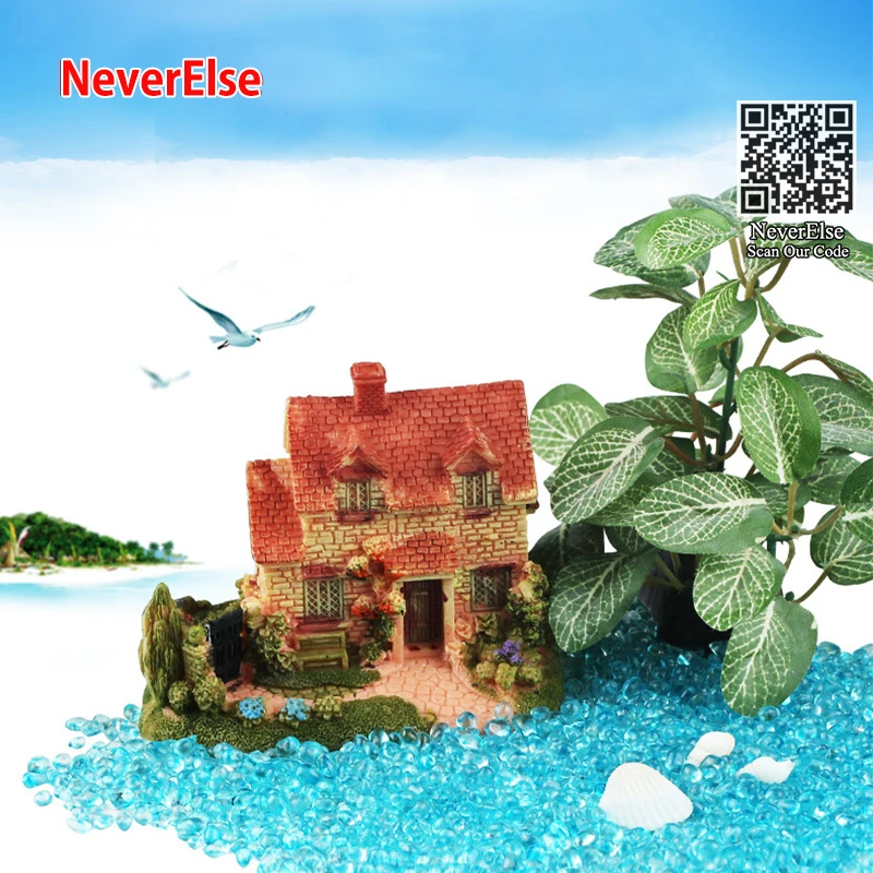 Aquarium Ornaments Country Village House Scenery Landscape Seascape Sea View Villa 6Kinds Resin Accessories Fish Tank Decoration