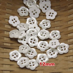 100pcs/lot Size:11mm/12.5mm High Quality Pearl White Flower Buttons Sewing Button for DIY Scrapbooking(ss-1439)