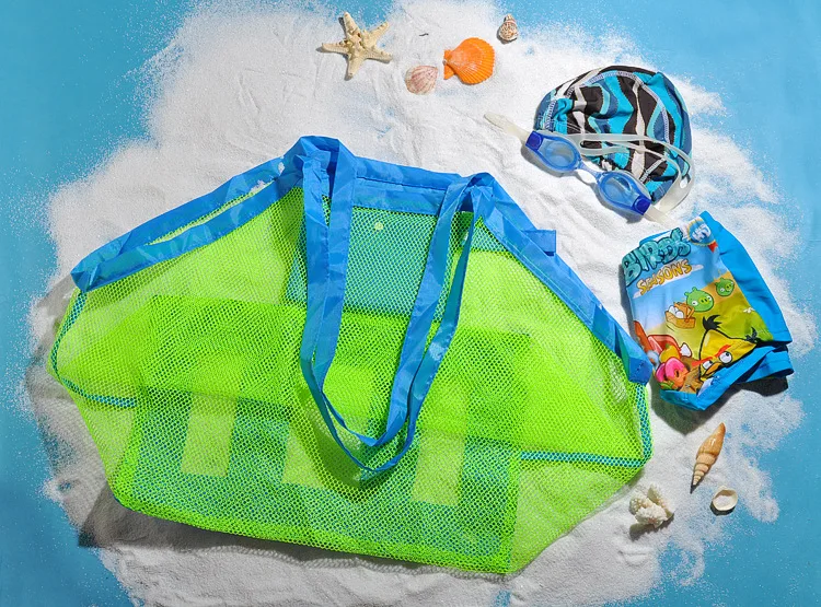 Kids Sand Away Protable Mesh Bag Kids Carry Beach Toy Clothes Towel Bag Baby Toy Storage Sundries Bags Sand Away Beach Mesh Tool