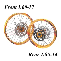 Front 1.60-17 Rear 1.85-14 inch Alloy Wheel Rim with CNC Hub brake disc For KAYO HR-160cc TY150CC Dirt Pit bike 14/17 inch wheel