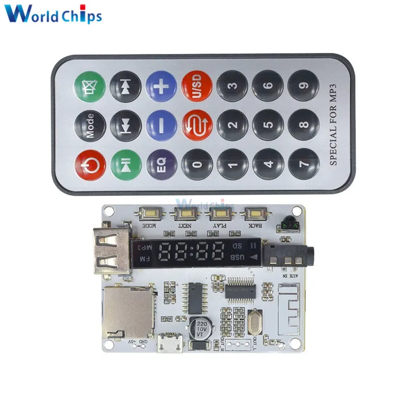 Digital LED Display Wireless Bluetooth FM MP3 Decoding Board TF Card Audio Sound Module with Infrared Remote Controller