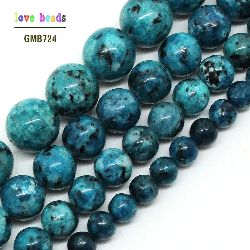 Natural Blue Spot  Stone  6/8/10/12mm Round Loose Beads 15.5inch/strand Pick Size DIY Bracelet (F00520)