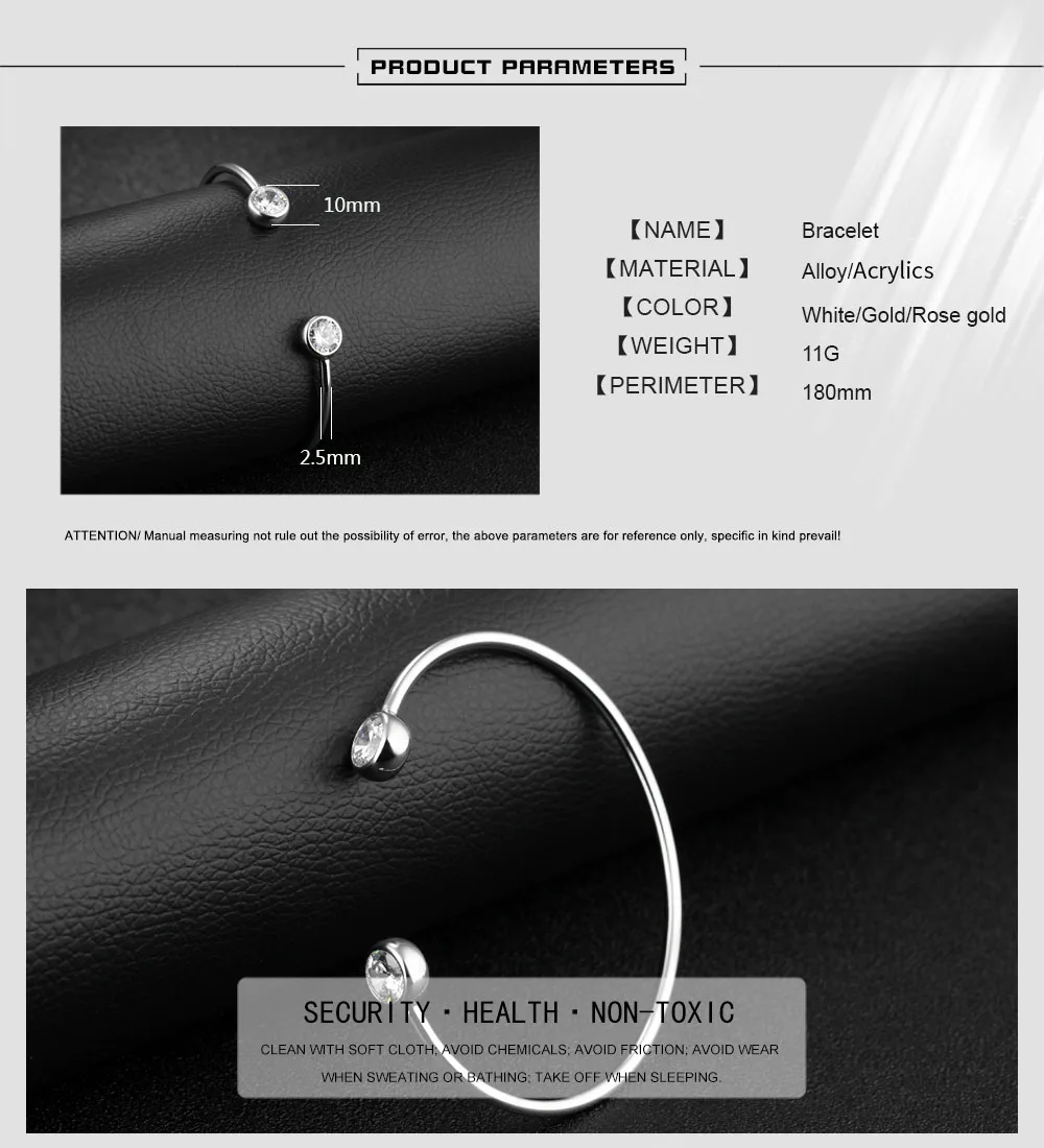 JeeMango Trendige OL-Style Edelstahl Offene Armreifen für Frauen Klassische Eingelegte Kubische Zirkonia Hochzeits-Manschettenarmbänder B18094 – Detail 2